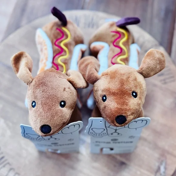 Hot Dog Dachshund Plush Squeaky Toys (Set of 2!) Dog Christmas Gifts!! - Picture 8 of 8
